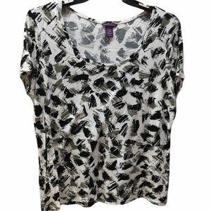 Beverly Drive Black Gray Pattern Top 16 18